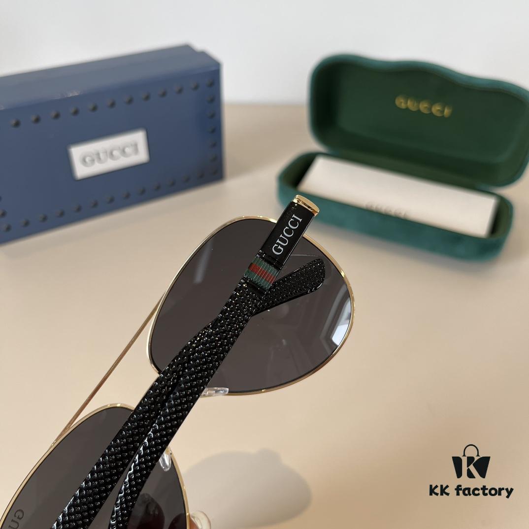 Gucci New Arrival Unisex Sunglasses 🕶️, Classic Metal Single-Bridge Aviator Style