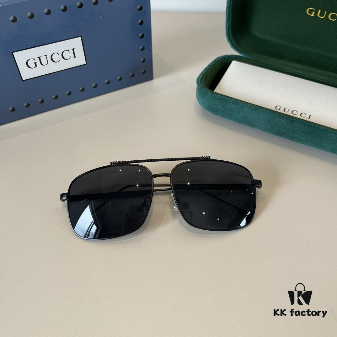 Gucci New Arrival Unisex Sunglasses 🕶️, Fashionable Metal Single-Bridge Aviator Style