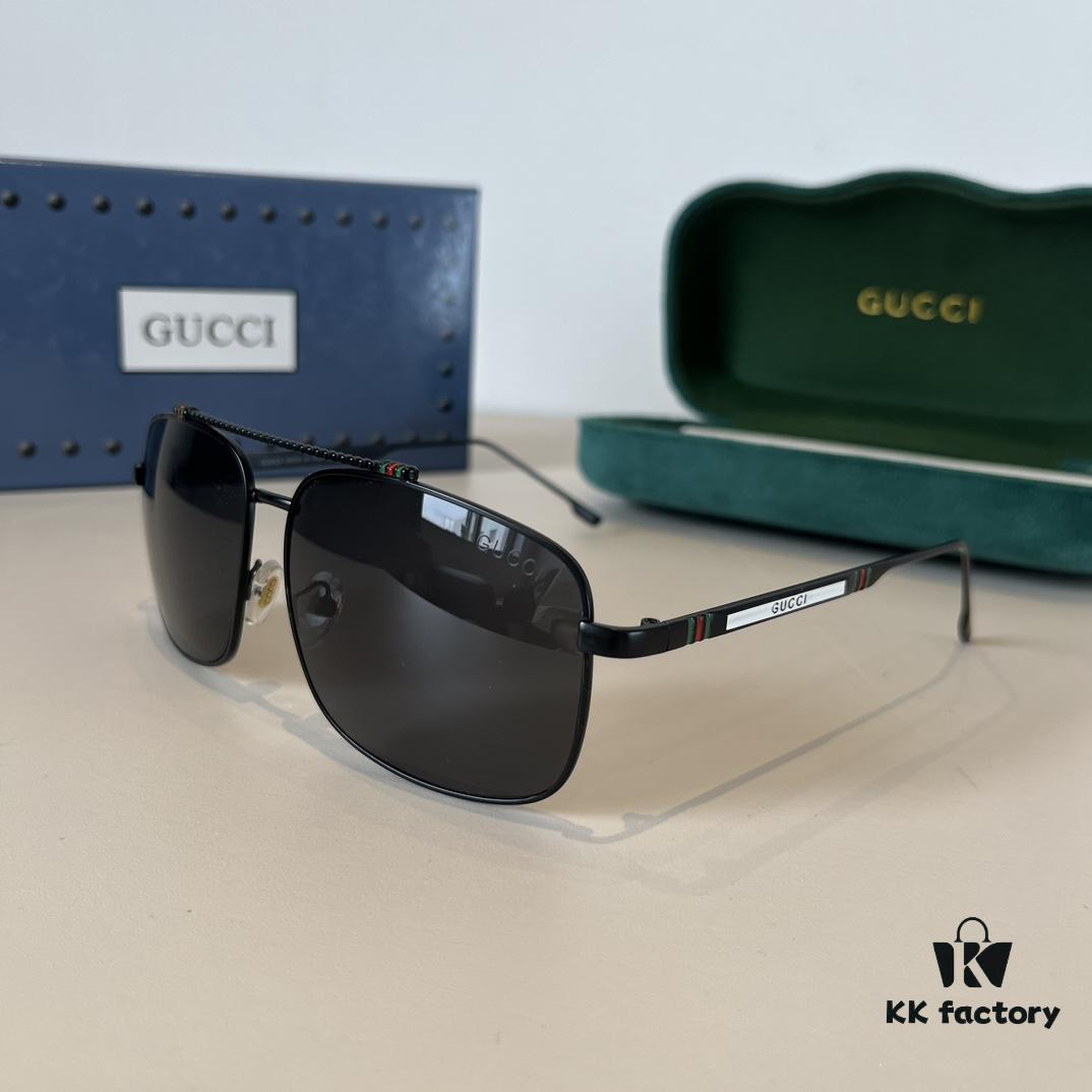 Gucci New Arrival Unisex Sunglasses 🕶️, Fashionable Metal Single-Bridge Aviator Style