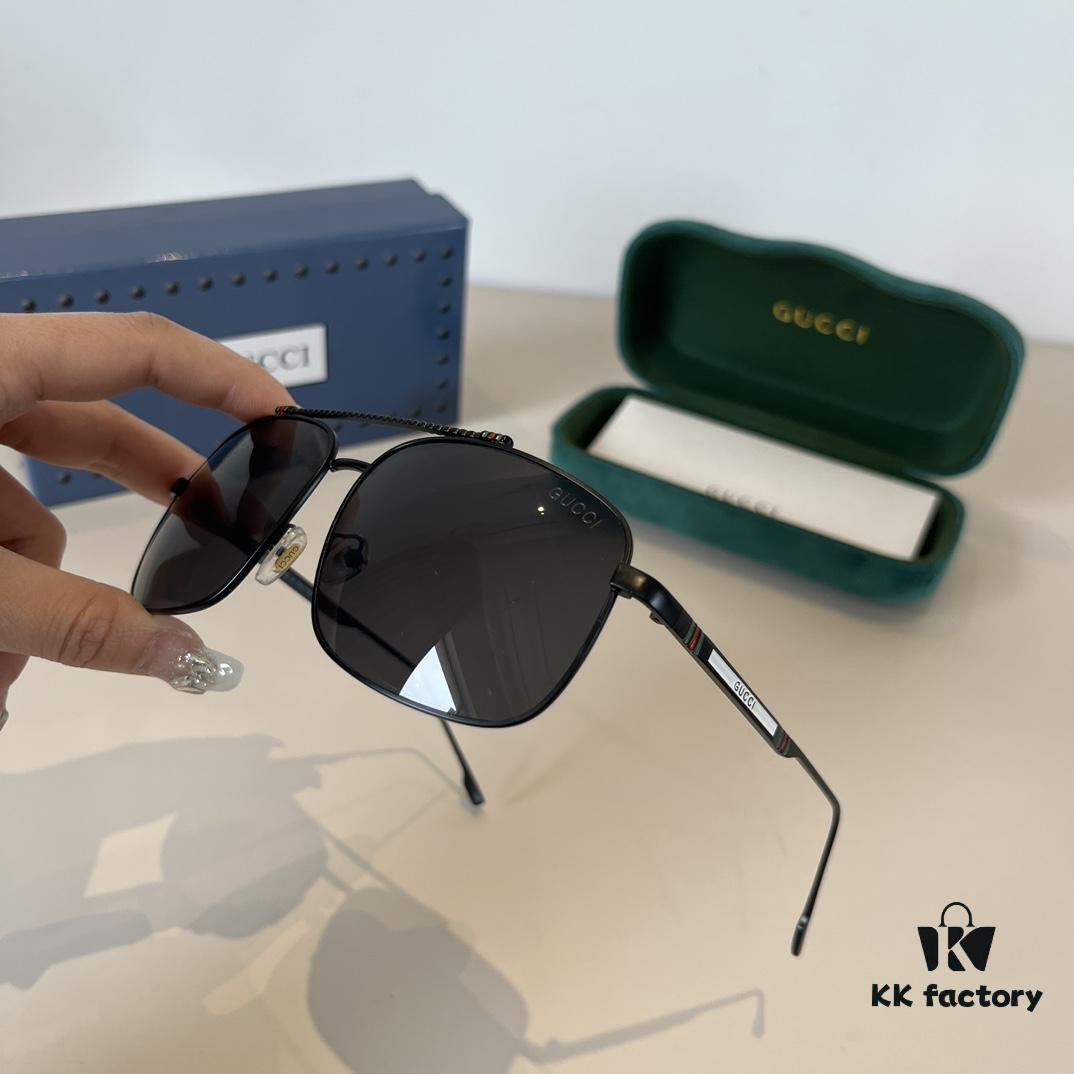 Gucci New Arrival Unisex Sunglasses 🕶️, Fashionable Metal Single-Bridge Aviator Style