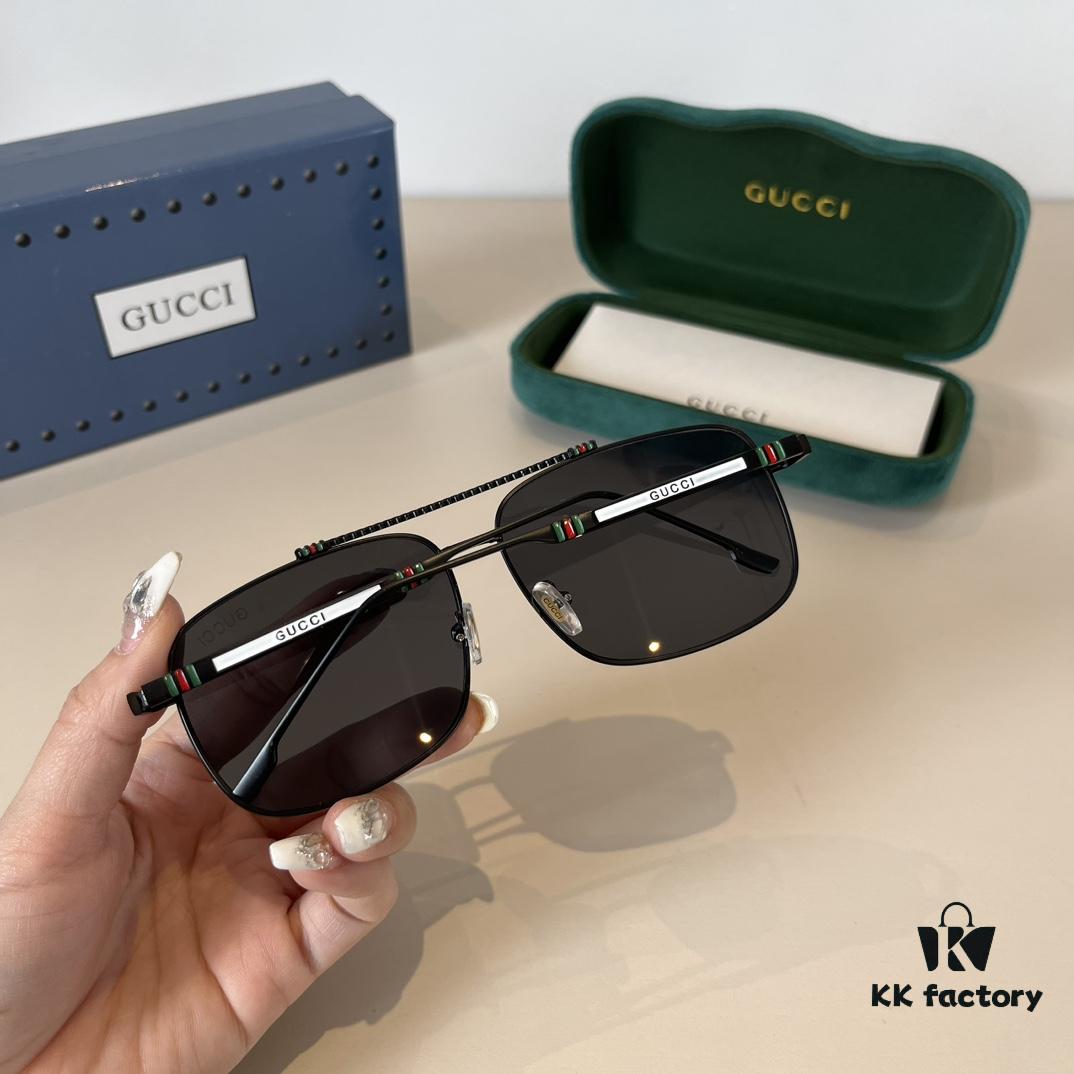 Gucci New Arrival Unisex Sunglasses 🕶️, Fashionable Metal Single-Bridge Aviator Style