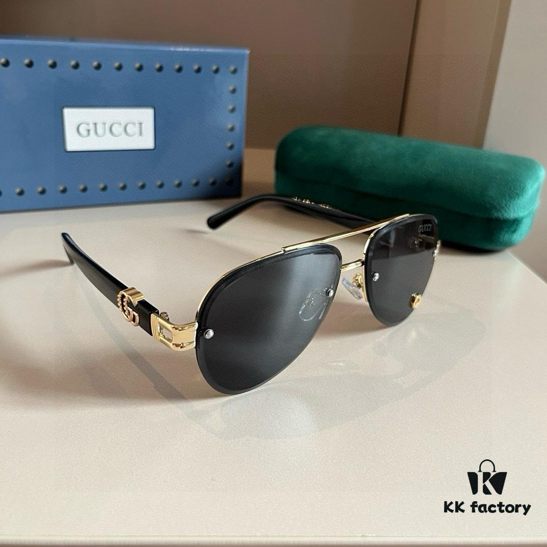 Gucci New Arrival Sunglasses 🕶️ Unisex Classic Metal Single-Bridge Aviator Style