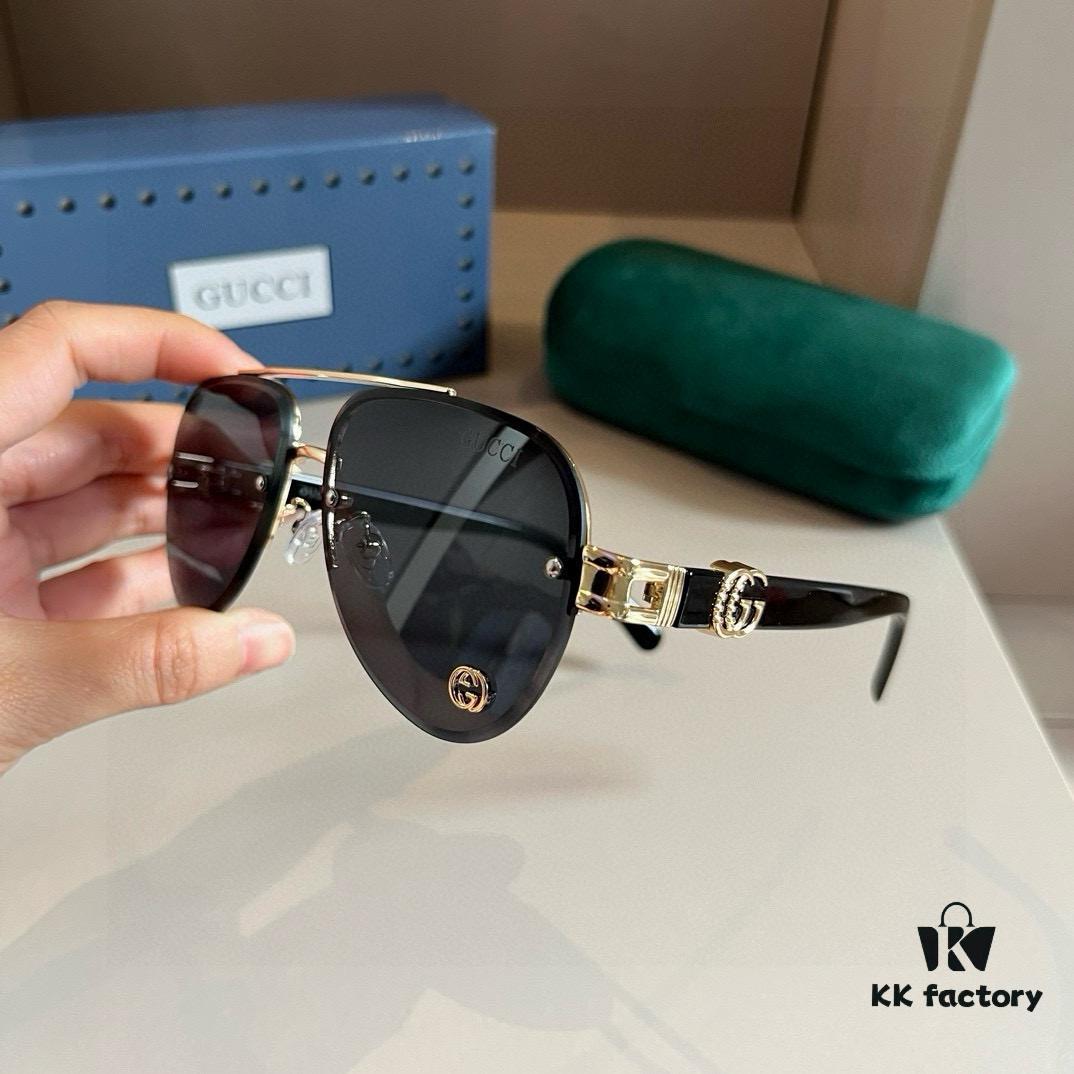 Gucci New Arrival Sunglasses 🕶️ Unisex Classic Metal Single-Bridge Aviator Style