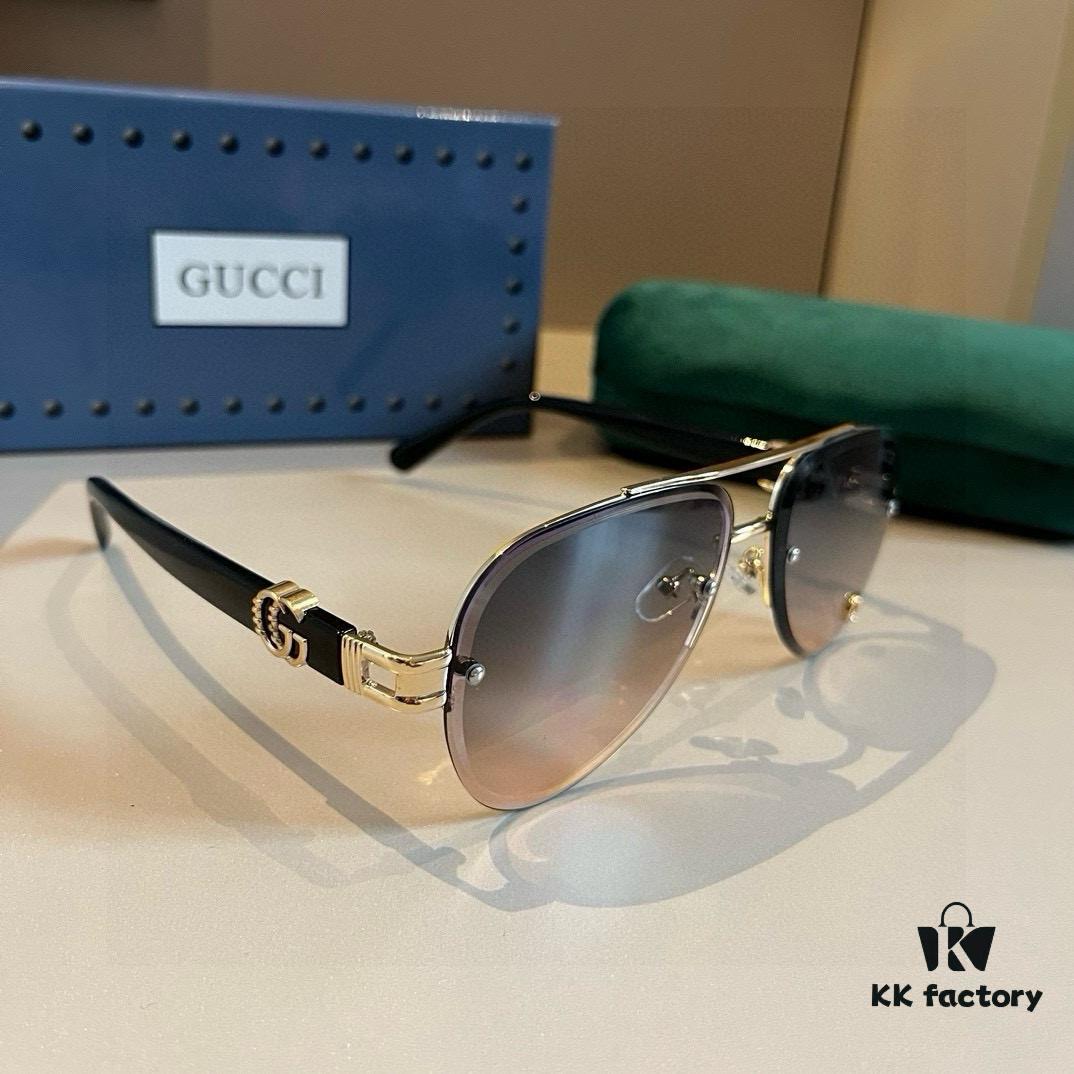 Gucci New Arrival Sunglasses 🕶️ Unisex Classic Metal Single-Bridge Aviator Style