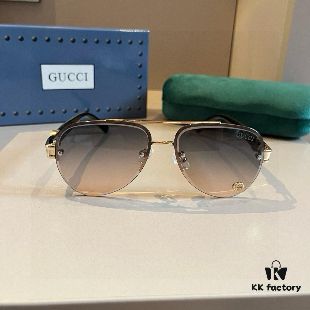 Gucci New Arrival Sunglasses 🕶️ Unisex Classic Metal Single-Bridge Aviator Style