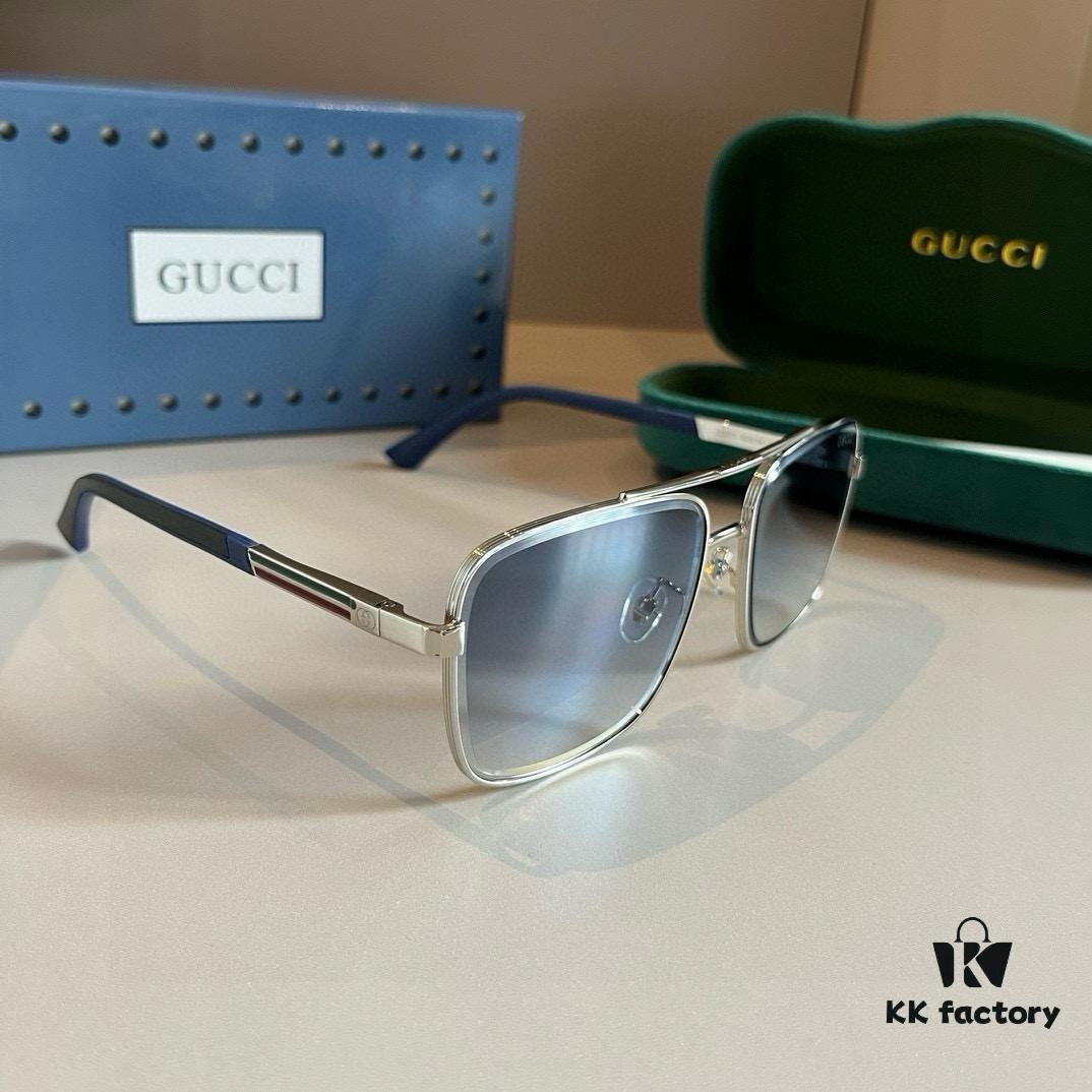 Gucci New Arrival Sunglasses 🕶️ Unisex Classic Metal Single-Bridge Aviator Style