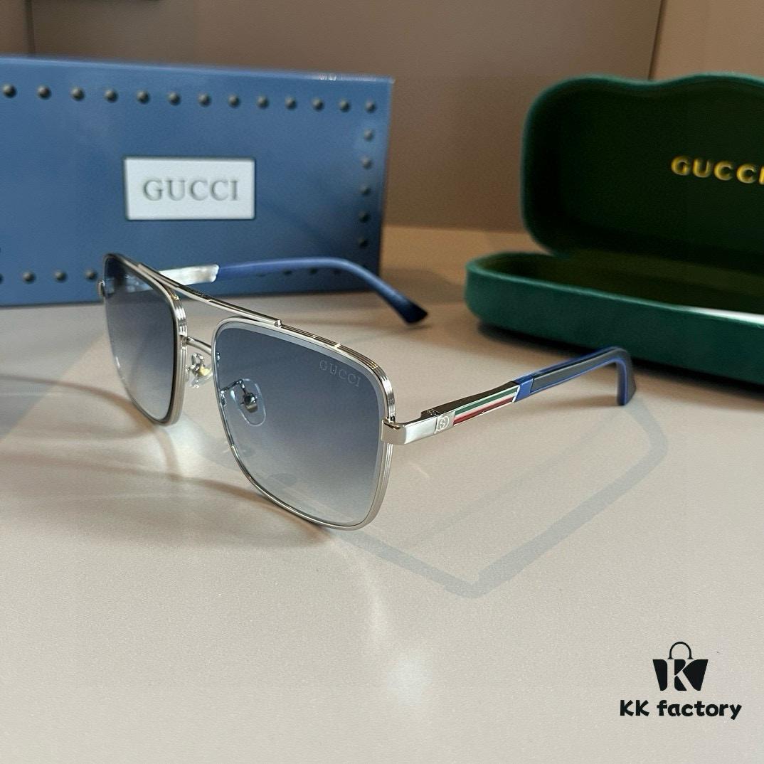 Gucci New Arrival Sunglasses 🕶️ Unisex Classic Metal Single-Bridge Aviator Style