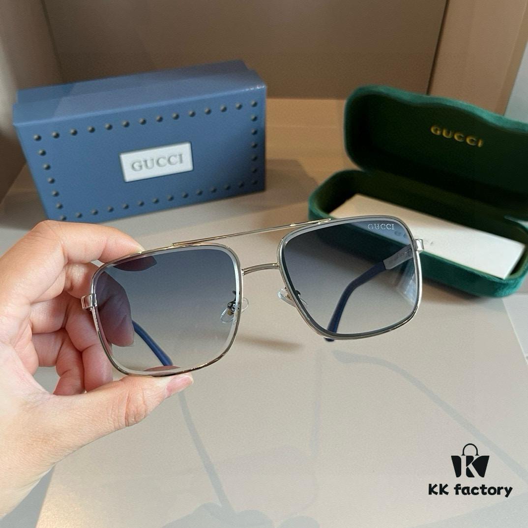 Gucci New Arrival Sunglasses 🕶️ Unisex Classic Metal Single-Bridge Aviator Style