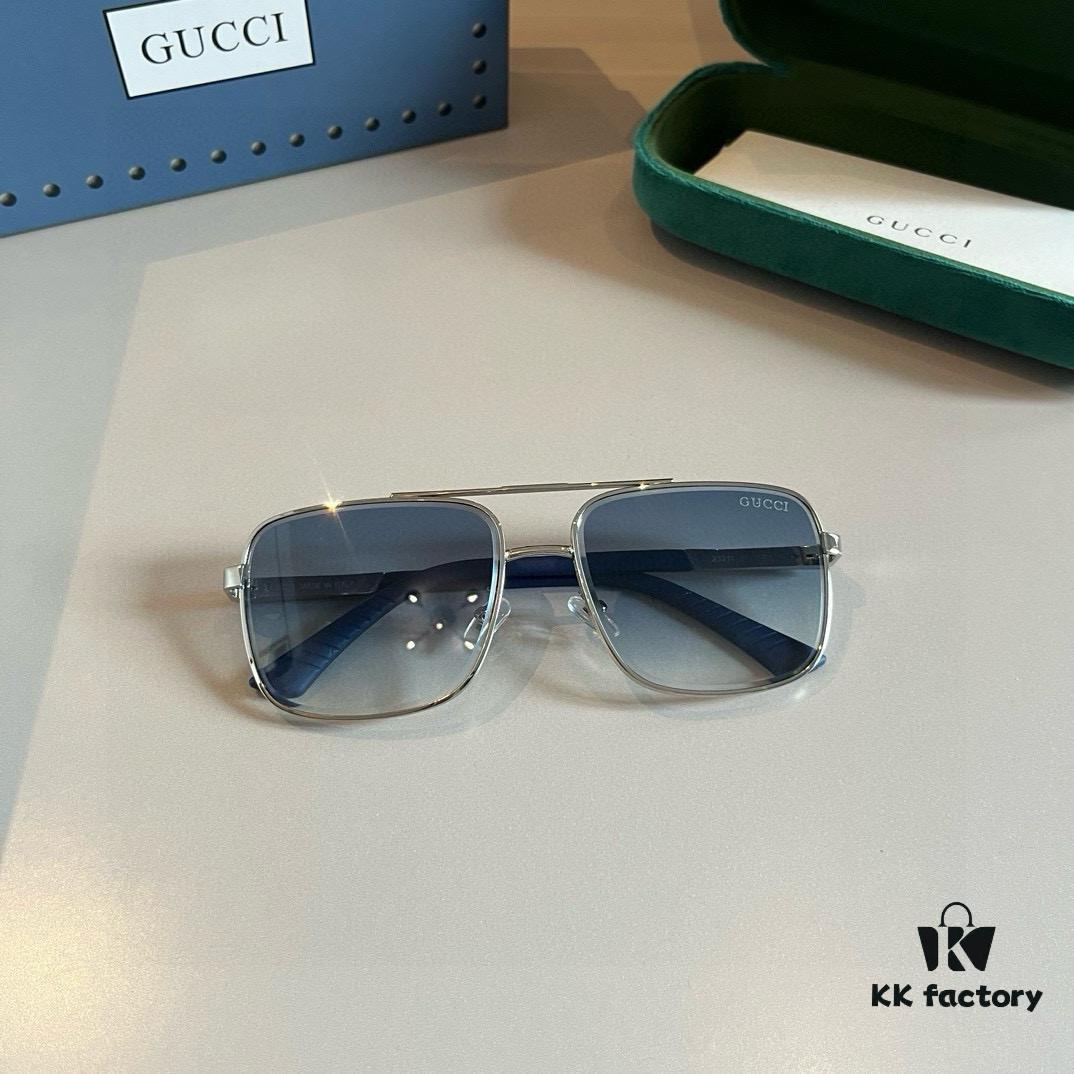 Gucci New Arrival Sunglasses 🕶️ Unisex Classic Metal Single-Bridge Aviator Style