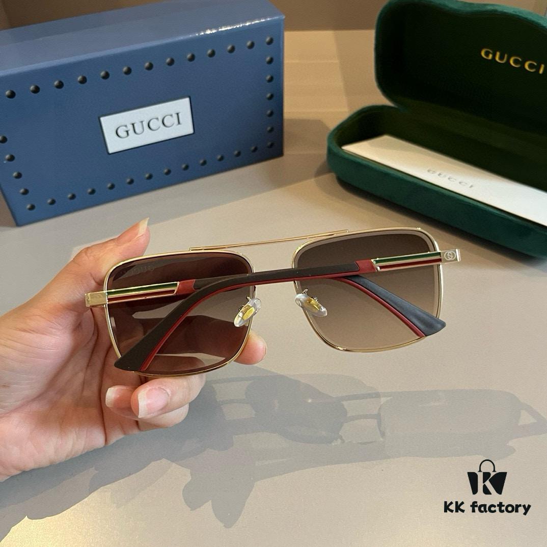 Gucci New Arrival Unisex Sunglasses 🕶️, Fashionable Metal Single-Bridge Aviator Style