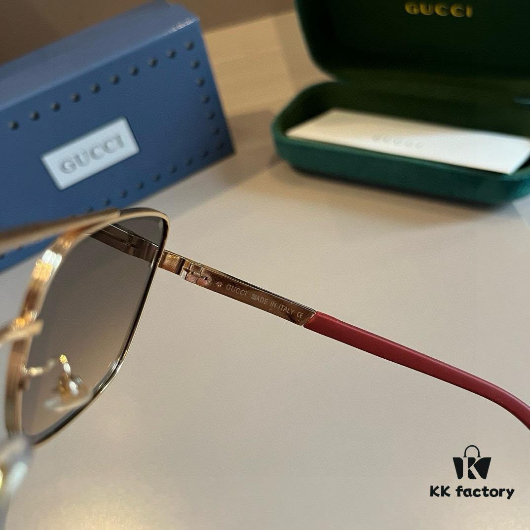 Gucci New Arrival Unisex Sunglasses 🕶️, Fashionable Metal Single-Bridge Aviator Style