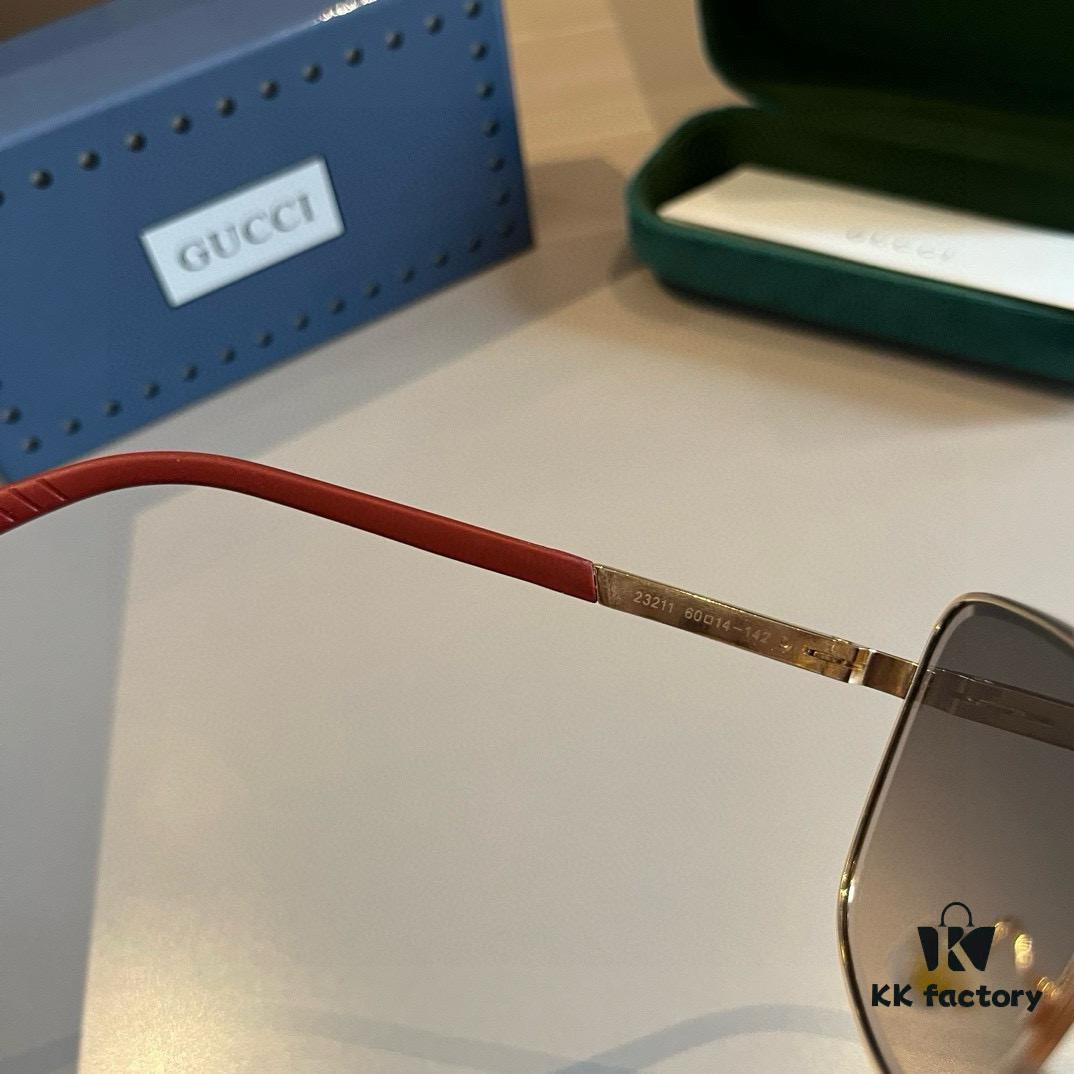 Gucci New Arrival Unisex Sunglasses 🕶️, Fashionable Metal Single-Bridge Aviator Style