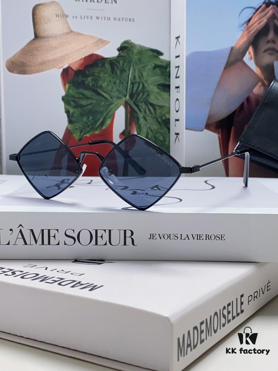 YSL Saint Laurent Polygonal Lightweight Alloy Thin Frame Sunglasses for Women, Novelty Design Spring and Summer New Arrival