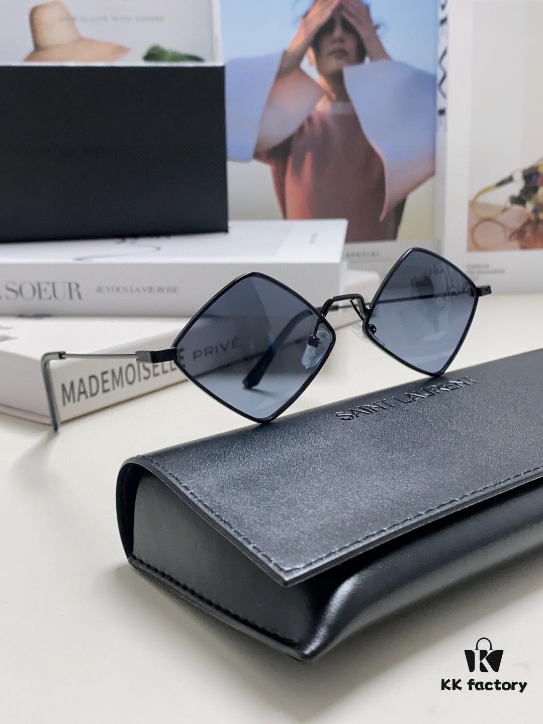 YSL Saint Laurent Polygonal Lightweight Alloy Thin Frame Sunglasses for Women, Novelty Design Spring and Summer New Arrival