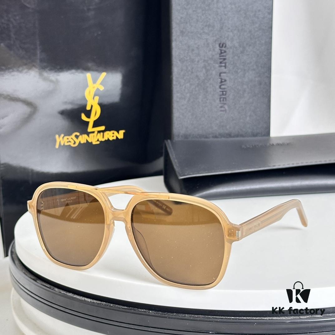 YSL Saint Laurent Transparent Yellow Square Sunglasses, Lightweight Fashion Sun Glasses SL545, Influencer Style 2023 New Arrival