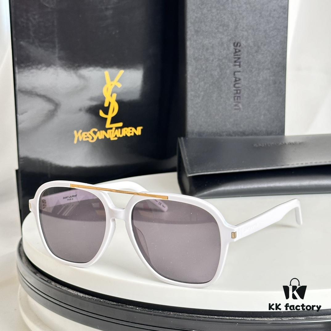 YSL Saint Laurent Transparent Yellow Square Sunglasses, Lightweight Fashion Sun Glasses SL545, Influencer Style 2023 New Arrival