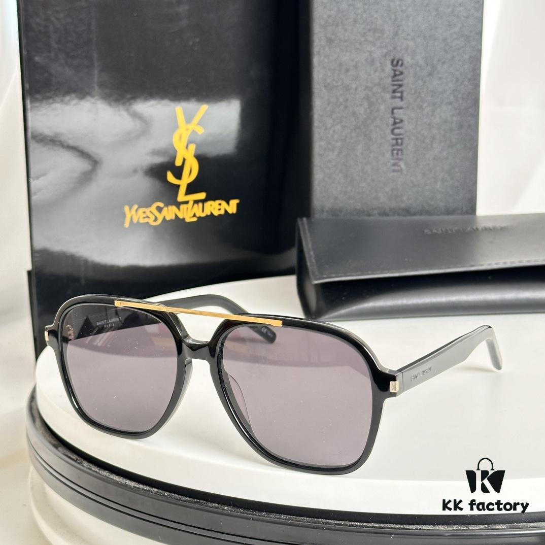 YSL Saint Laurent Transparent Yellow Square Sunglasses, Lightweight Fashion Sun Glasses SL545, Influencer Style 2023 New Arrival