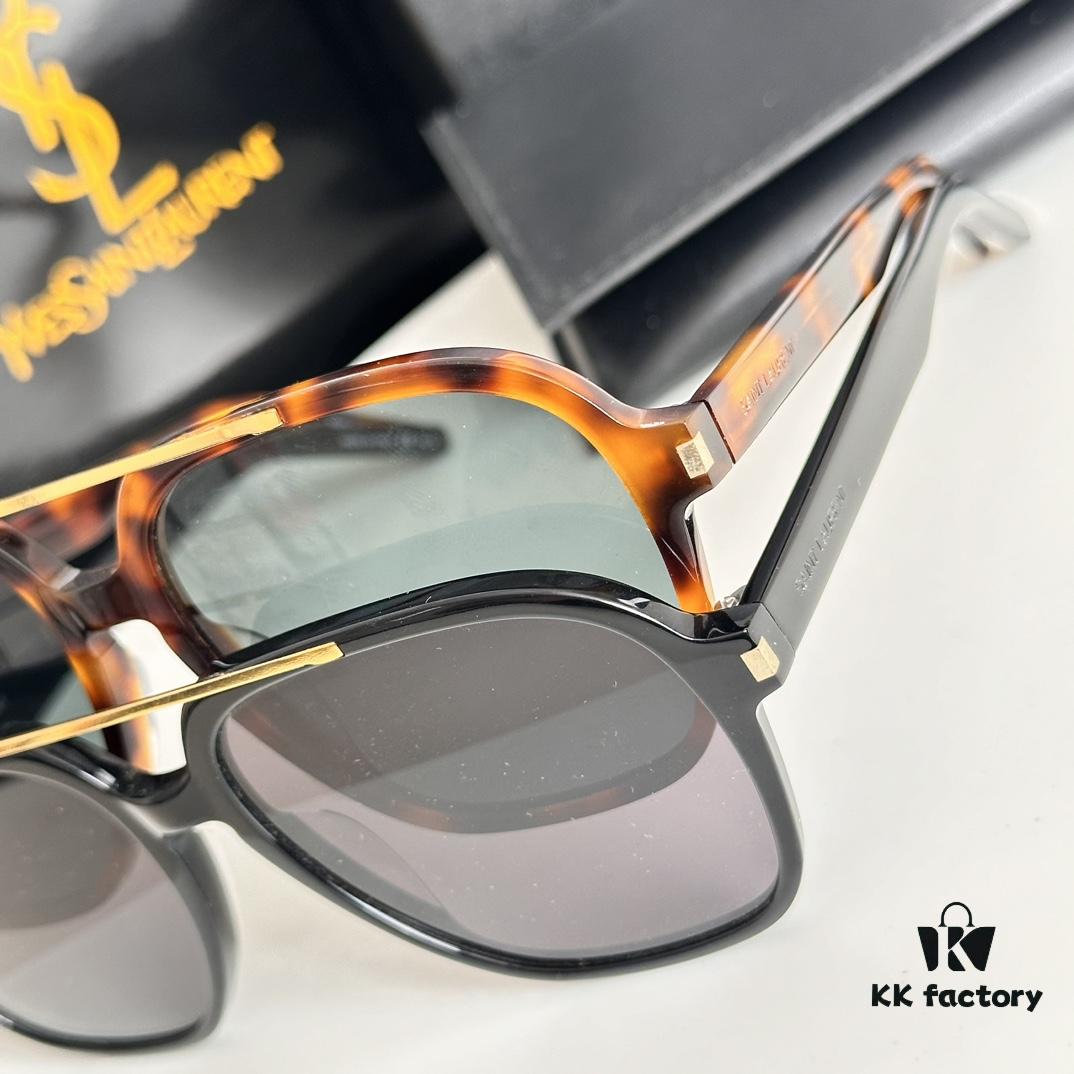 YSL Saint Laurent Transparent Yellow Square Sunglasses, Lightweight Fashion Sun Glasses SL545, Influencer Style 2023 New Arrival