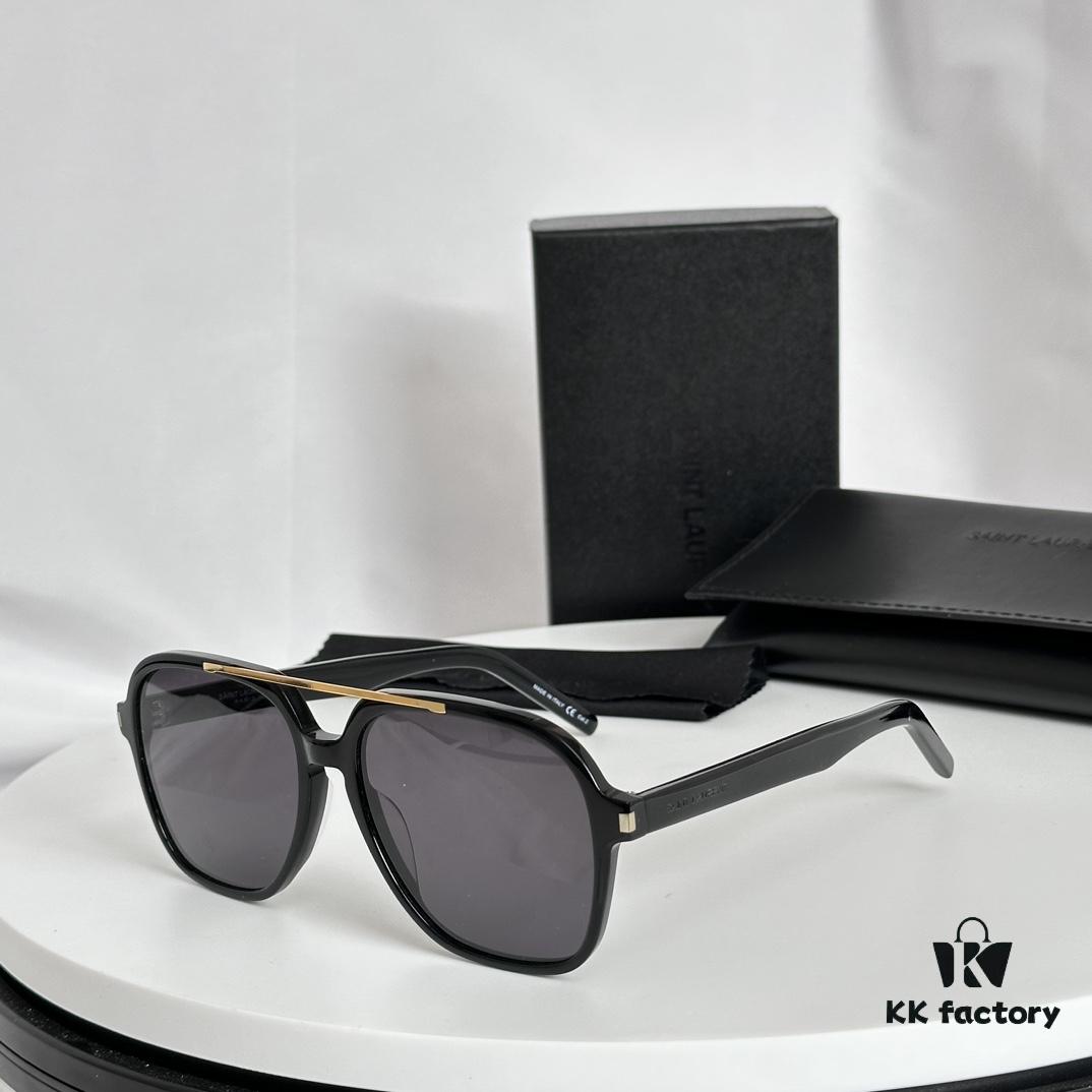 New 2023 YSL Saint Laurent Transparent Yellow Square Sunglasses, Blogger's Style, Ultra-Light Fashion Shades SL545