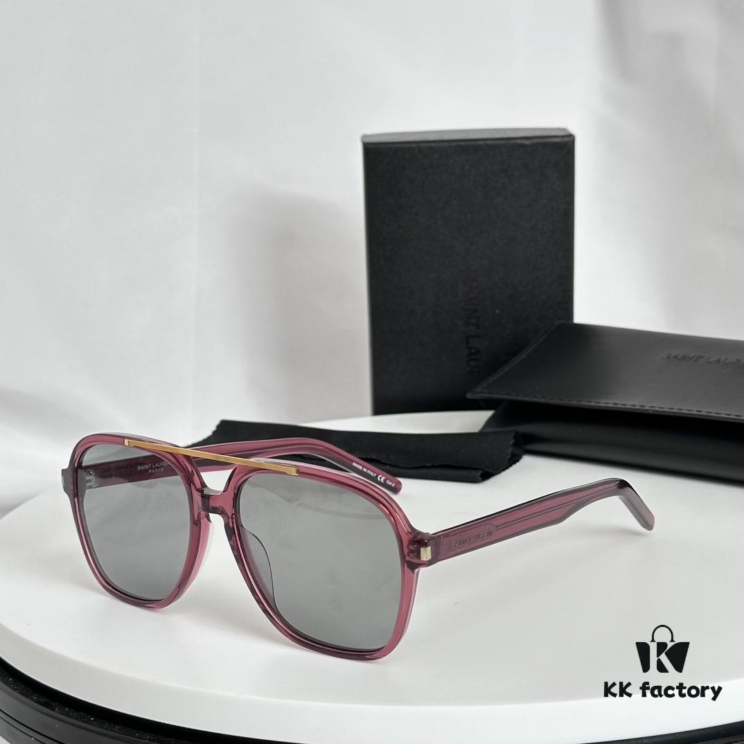 New 2023 YSL Saint Laurent Transparent Yellow Square Sunglasses, Blogger's Style, Ultra-Light Fashion Shades SL545