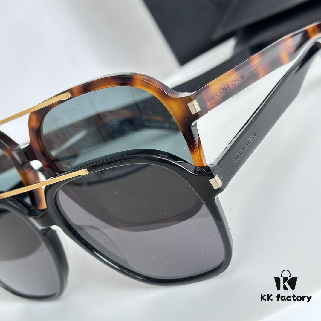 New 2023 YSL Saint Laurent Transparent Yellow Square Sunglasses, Blogger's Style, Ultra-Light Fashion Shades SL545