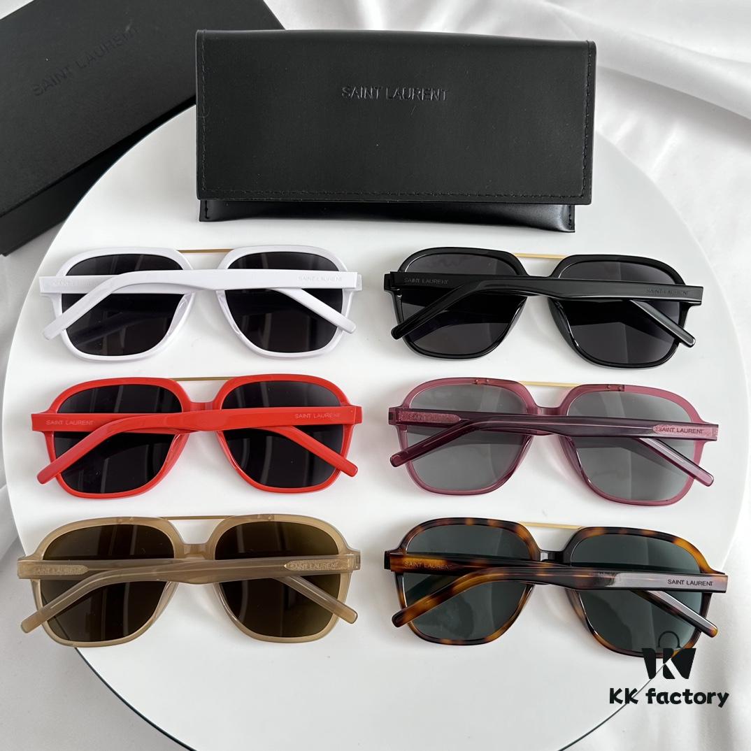 New 2023 YSL Saint Laurent Transparent Yellow Square Sunglasses, Blogger's Style, Ultra-Light Fashion Shades SL545