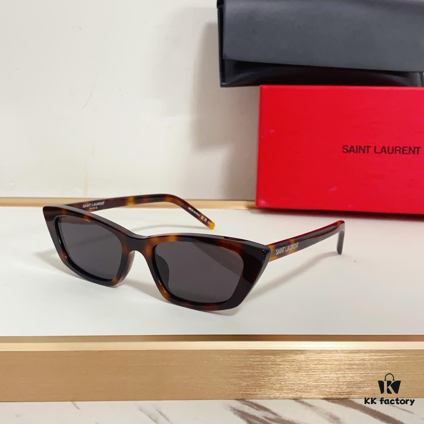 125 Saint Laurent SL277 Small Cat-Eye Frame with Saddle Bridge and Embossed Logo on Temples