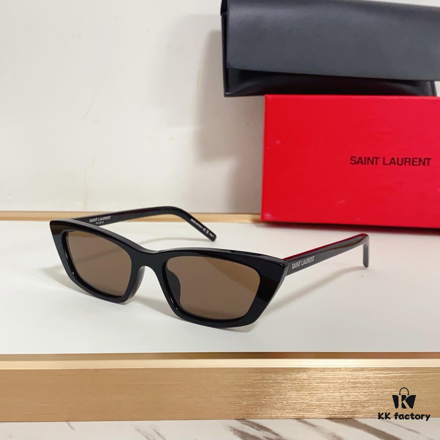 125 Saint Laurent SL277 Small Cat-Eye Frame with Saddle Bridge and Embossed Logo on Temples
