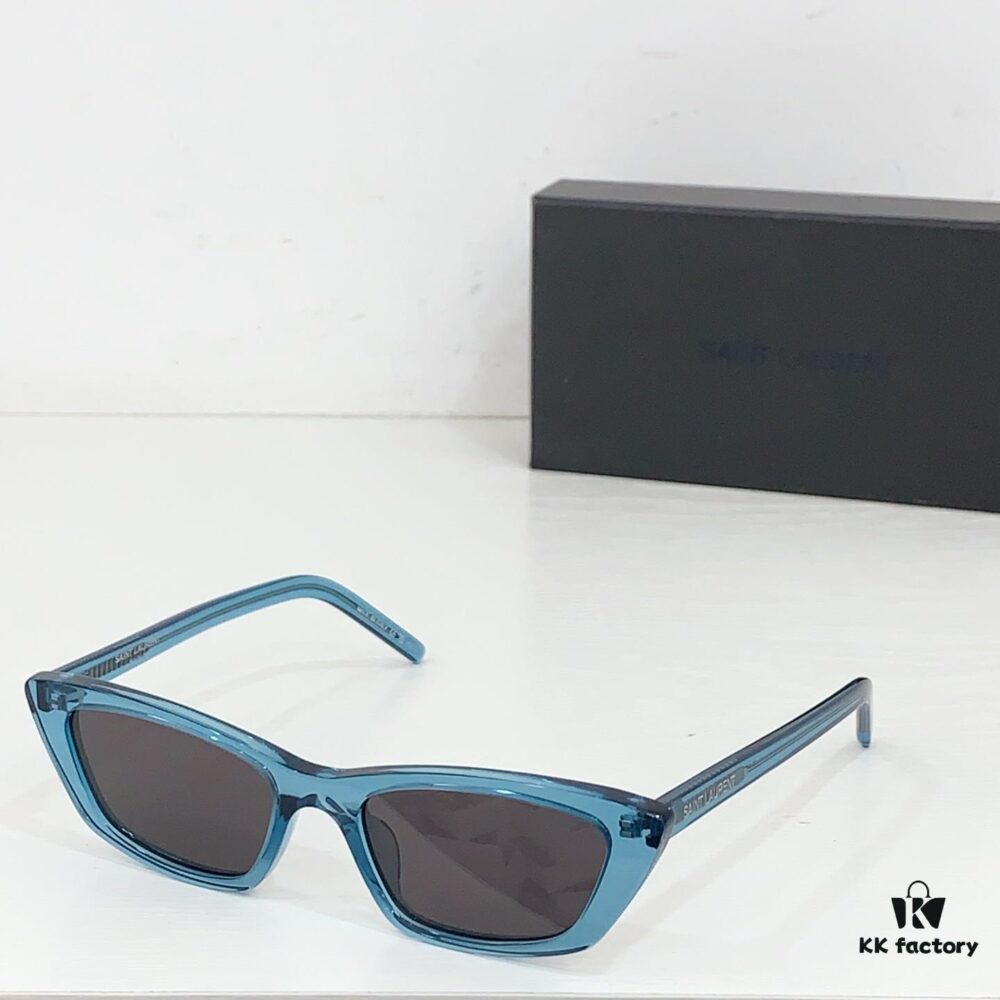 130 Saint Laurent Small Cat-Eye Frame Saddle Bridge with Embossed Logo on Temples