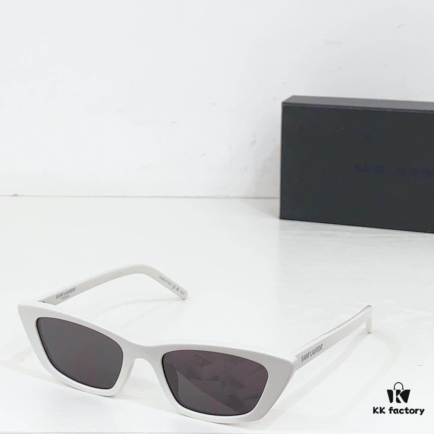 130 Saint Laurent Small Cat-Eye Frame Saddle Bridge with Embossed Logo on Temples