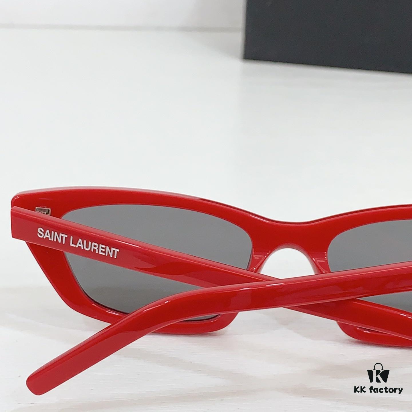 130 Saint Laurent Small Cat-Eye Frame Saddle Bridge with Embossed Logo on Temples