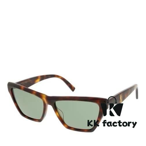 SAINT LAURENT SLM103F Cat-Eye Sunglasses, Italian-Made Acetate Rectangular Frame with K-Gold Hinges