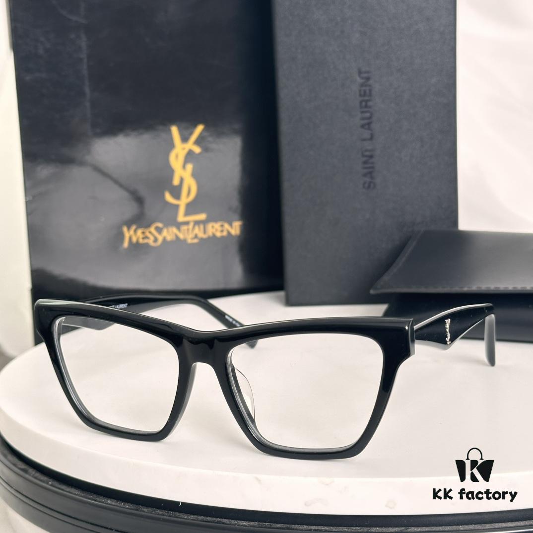 SAINT LAURENT SLM103F Cat-Eye Sunglasses, Italian-Made Acetate Rectangular Frame with K-Gold Hinges