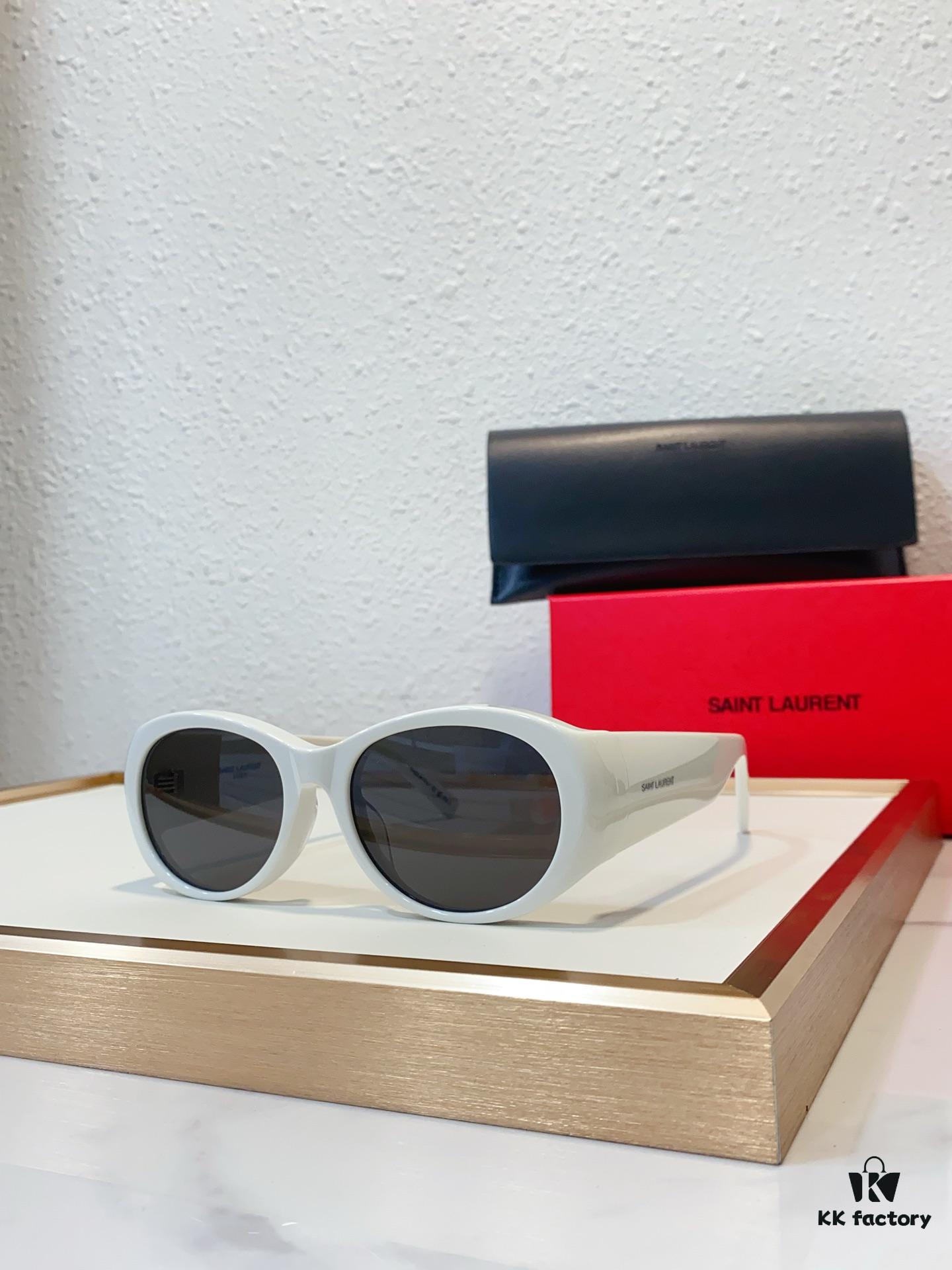 130 SAINT LAURENT YSL-SL736 Oval Frame Nylon Lens Sunglasses with Engraved Temples