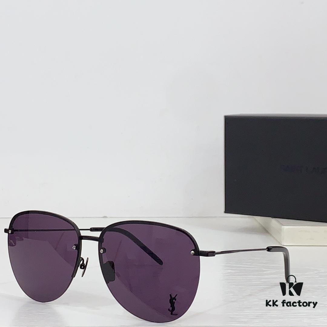110 SAINT LAURENT Pilot Style Lightweight Metal Interlocking Letters High Quality Sunglasses Model SL328K/M Size 66-14-145