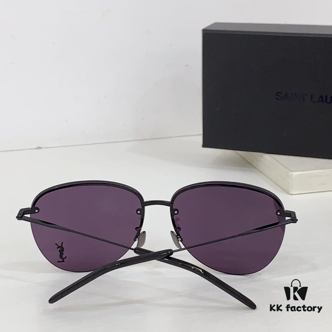 110 SAINT LAURENT Pilot Style Lightweight Metal Interlocking Letters High Quality Sunglasses Model SL328K/M Size 66-14-145