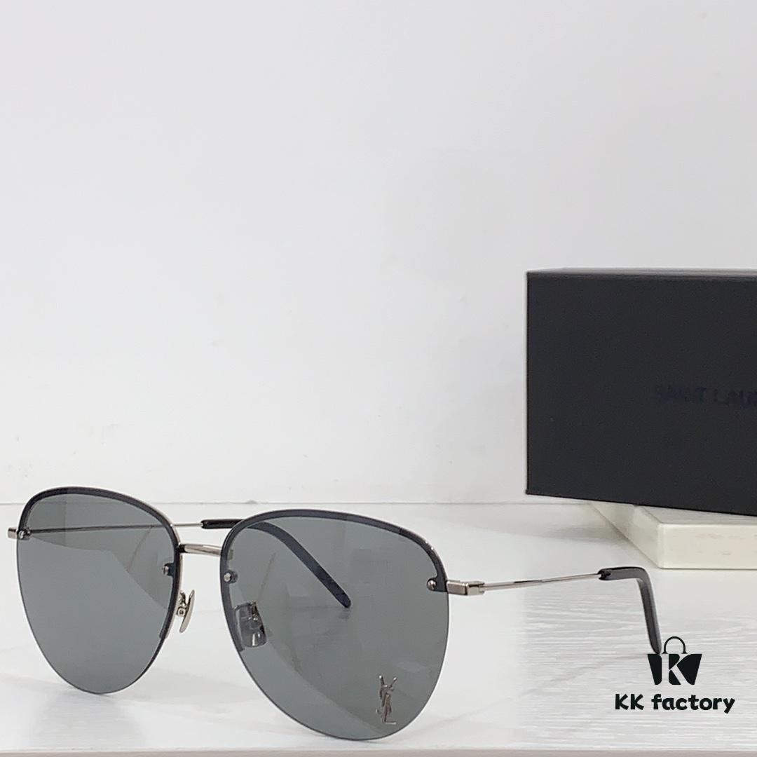 110 SAINT LAURENT Pilot Style Lightweight Metal Interlocking Letters High Quality Sunglasses Model SL328K/M Size 66-14-145