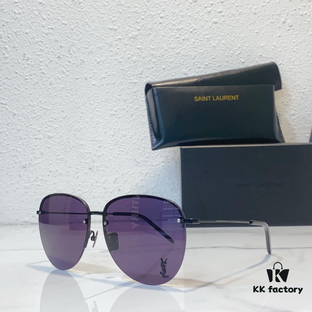 130 SAINT LAURENT Pilot Style Lightweight Metal Interlocking Letters High-Quality Sunglasses Model SL328K/M SIZE: 66□14-145