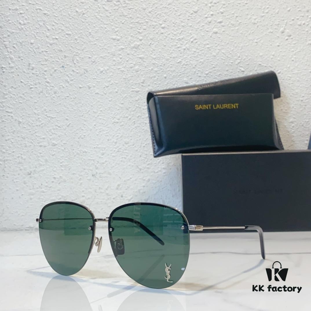 130 SAINT LAURENT Pilot Style Lightweight Metal Interlocking Letters High-Quality Sunglasses Model SL328K/M SIZE: 66□14-145