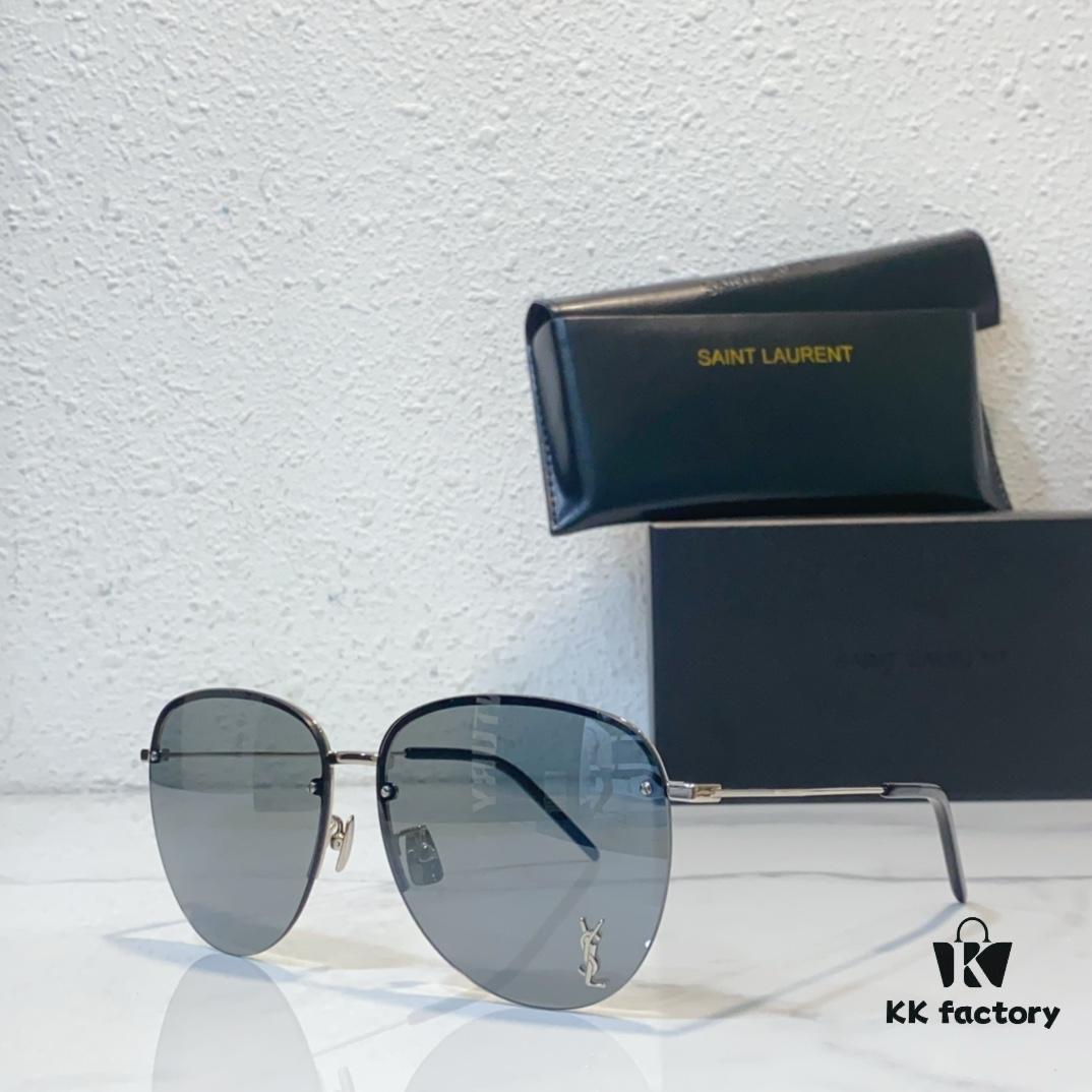 130 SAINT LAURENT Pilot Style Lightweight Metal Interlocking Letters High-Quality Sunglasses Model SL328K/M SIZE: 66□14-145
