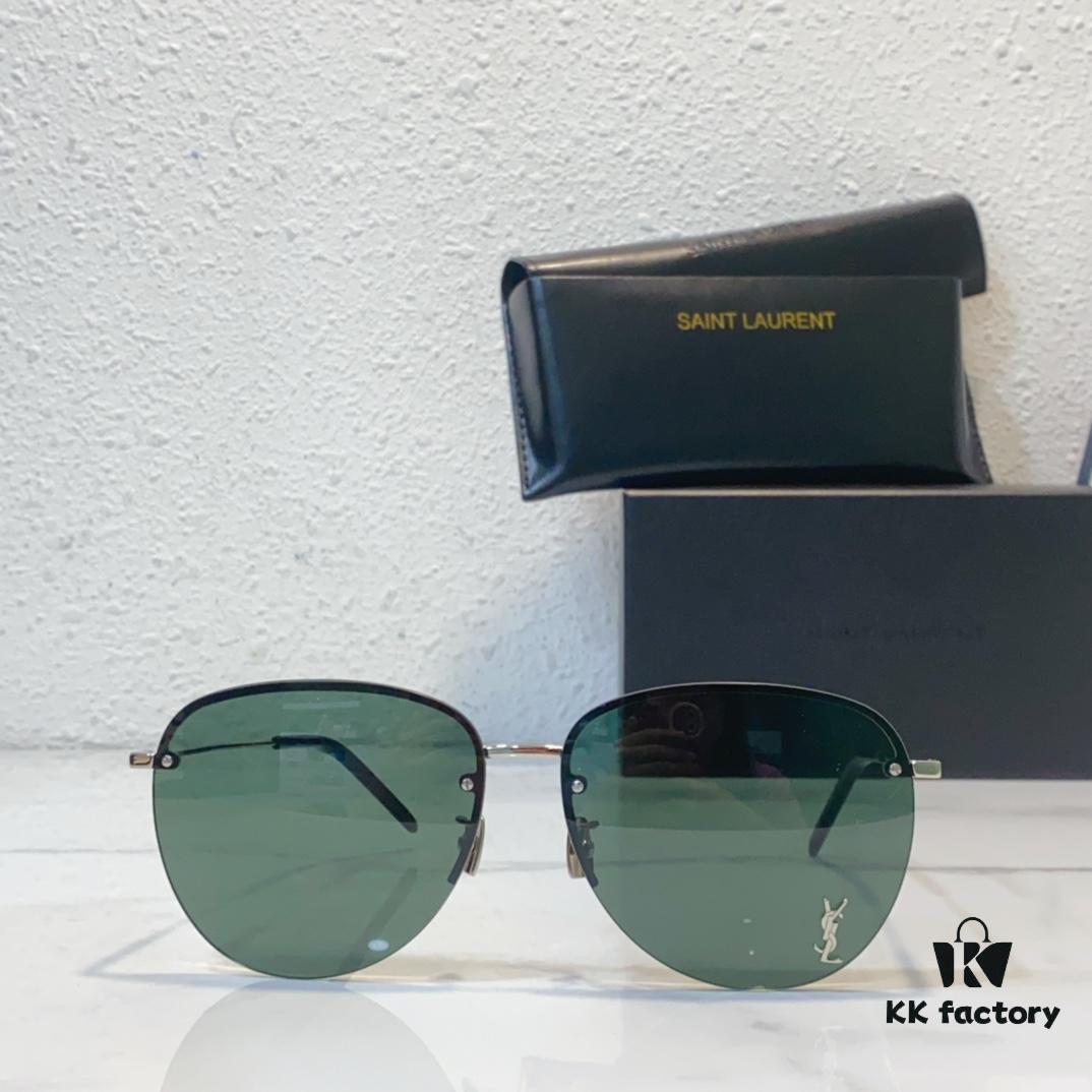 130 SAINT LAURENT Pilot Style Lightweight Metal Interlocking Letters High-Quality Sunglasses Model SL328K/M SIZE: 66□14-145