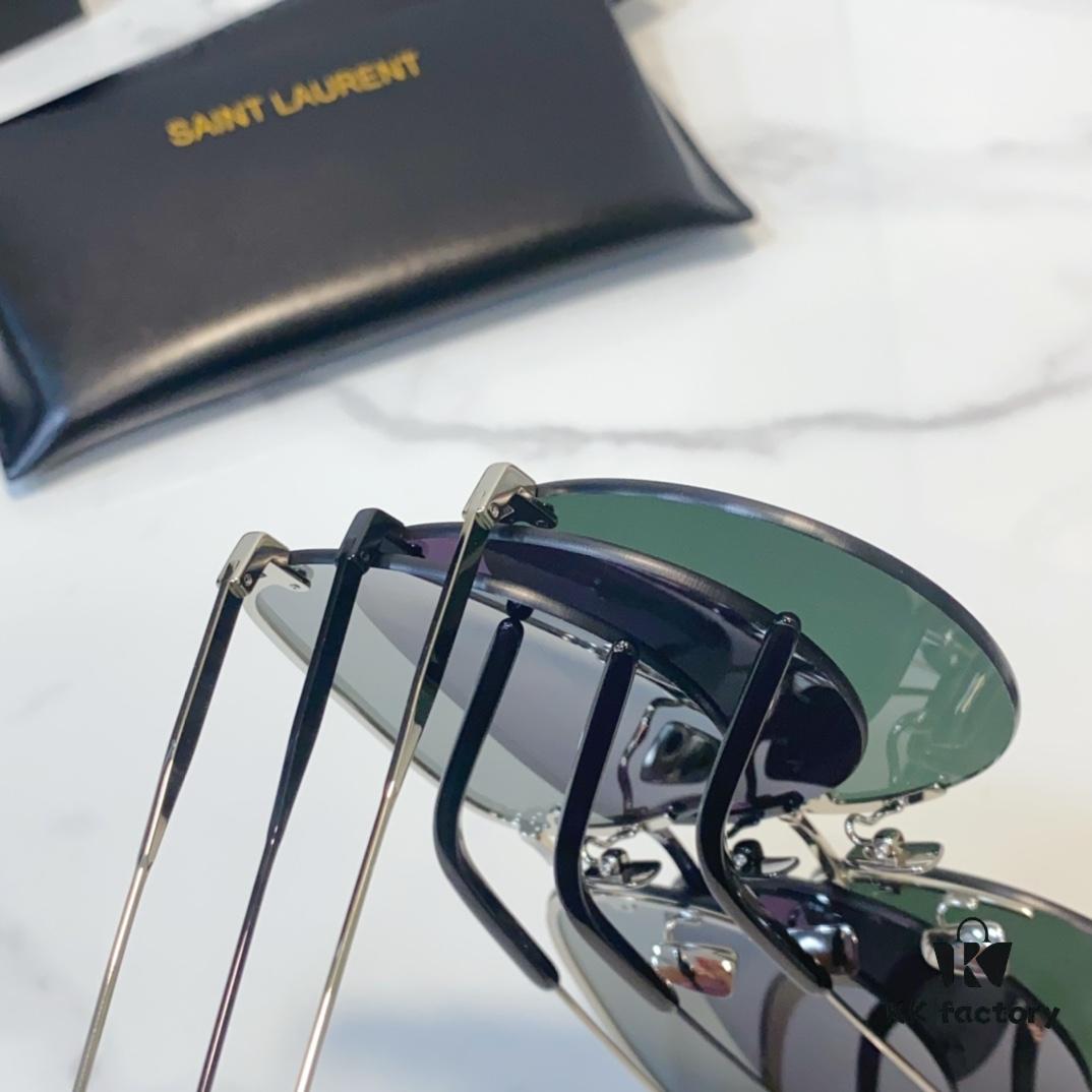 130 SAINT LAURENT Pilot Style Lightweight Metal Interlocking Letters High-Quality Sunglasses Model SL328K/M SIZE: 66□14-145