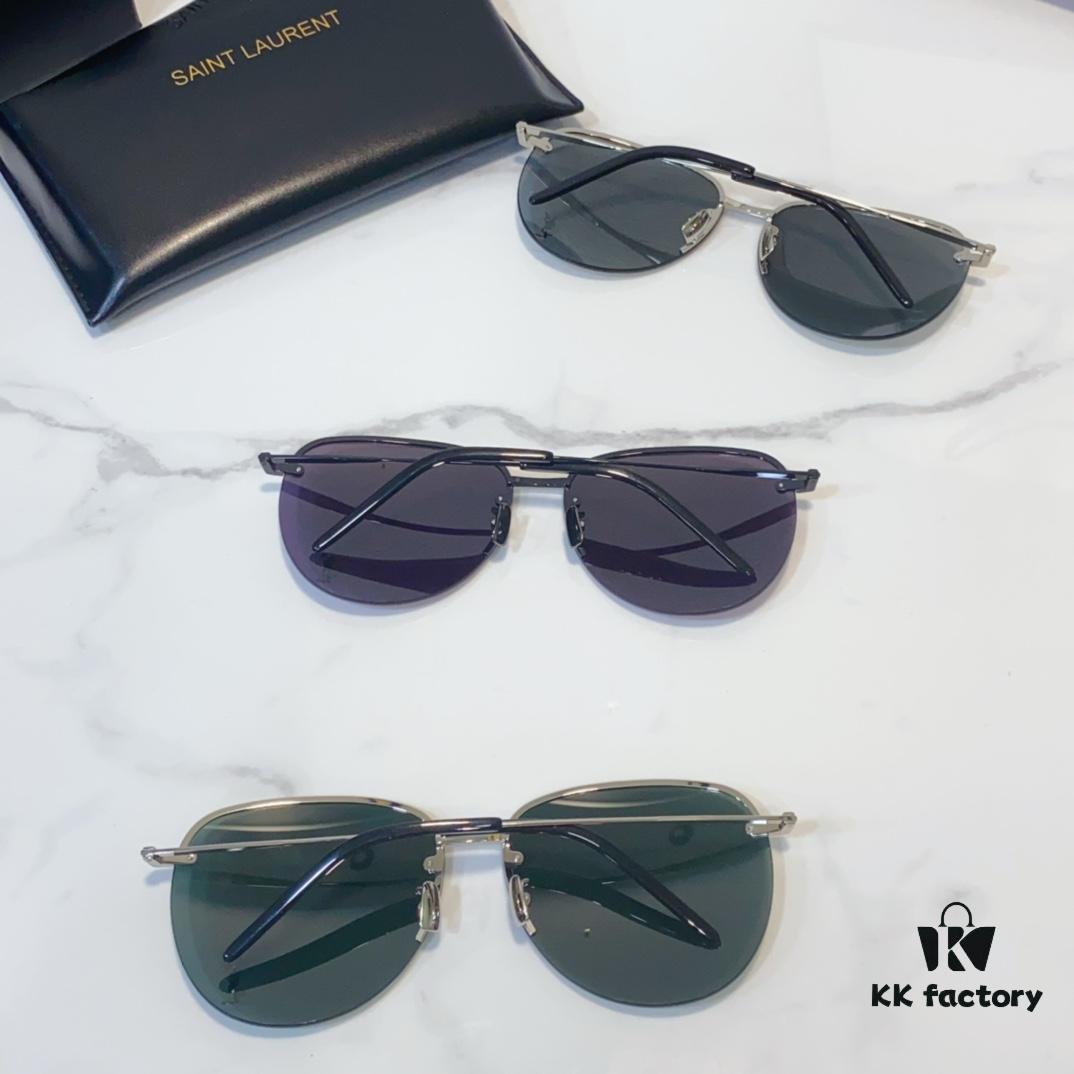 130 SAINT LAURENT Pilot Style Lightweight Metal Interlocking Letters High-Quality Sunglasses Model SL328K/M SIZE: 66□14-145