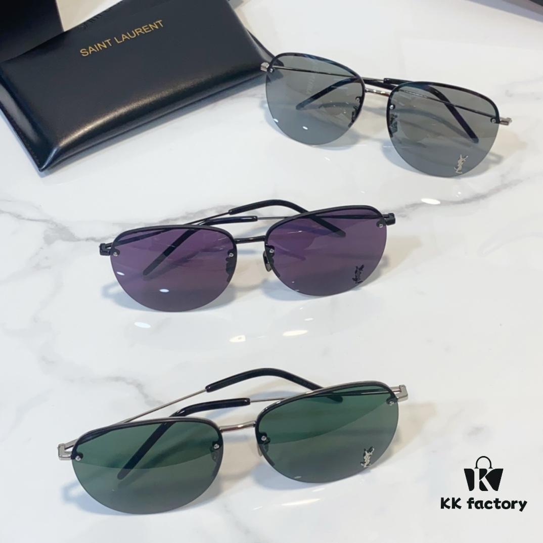 130 SAINT LAURENT Pilot Style Lightweight Metal Interlocking Letters High-Quality Sunglasses Model SL328K/M SIZE: 66□14-145