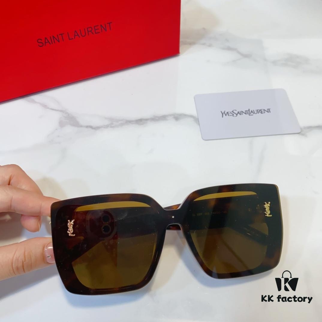 SAINT LAURENT SL99/F Sunglasses with Deep Beveled Design and YSL Gold Logo