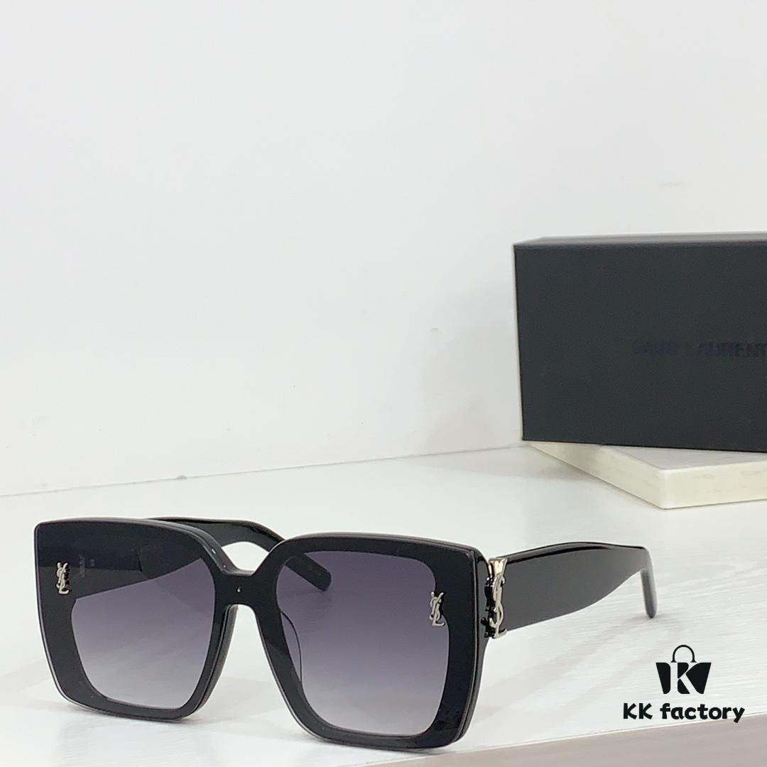 SAINT LAURENT SL99/F Sunglasses, Size 144-0-145, Deep Beveled Design, YSL Gold Logo