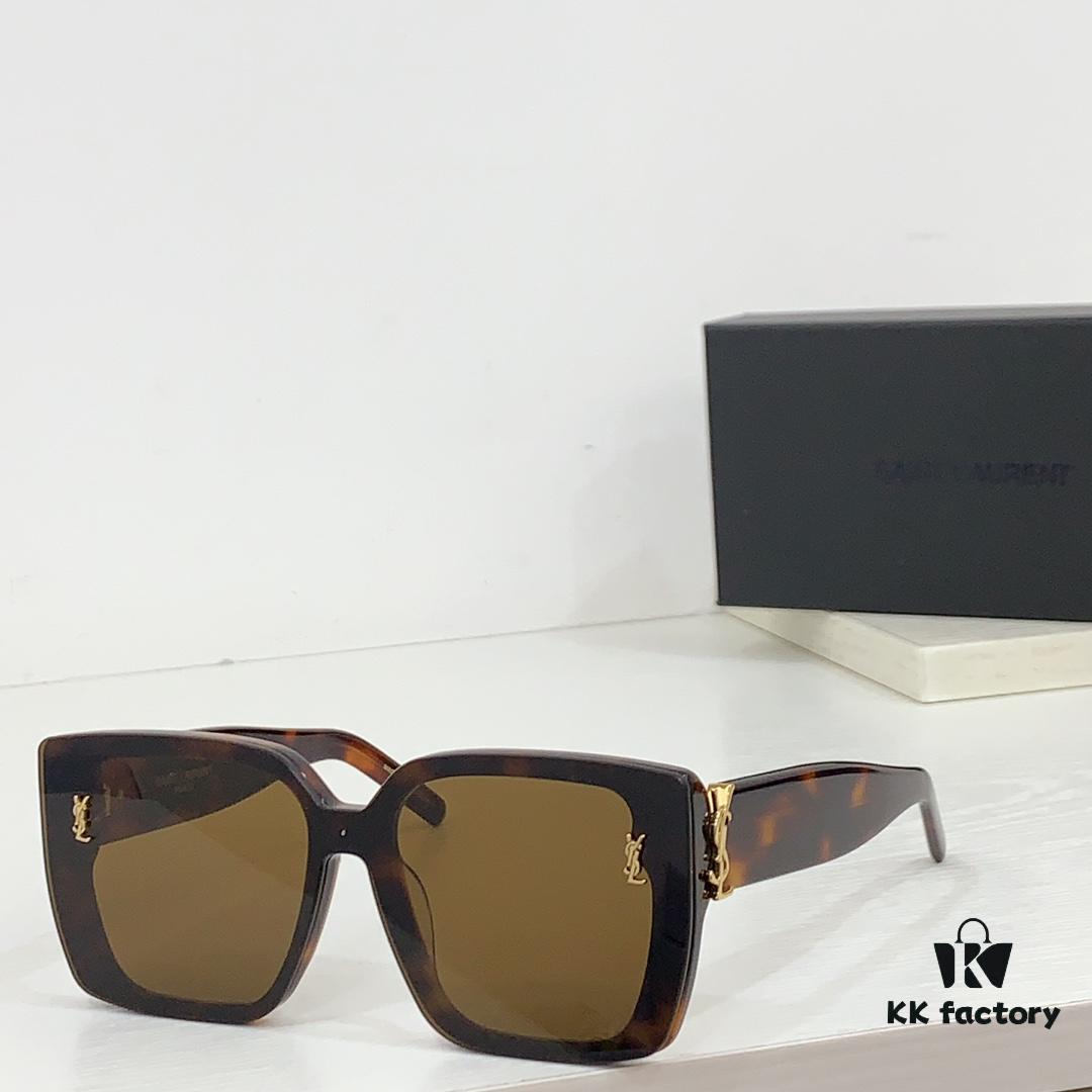 SAINT LAURENT SL99/F Sunglasses, Size 144-0-145, Deep Beveled Design, YSL Gold Logo