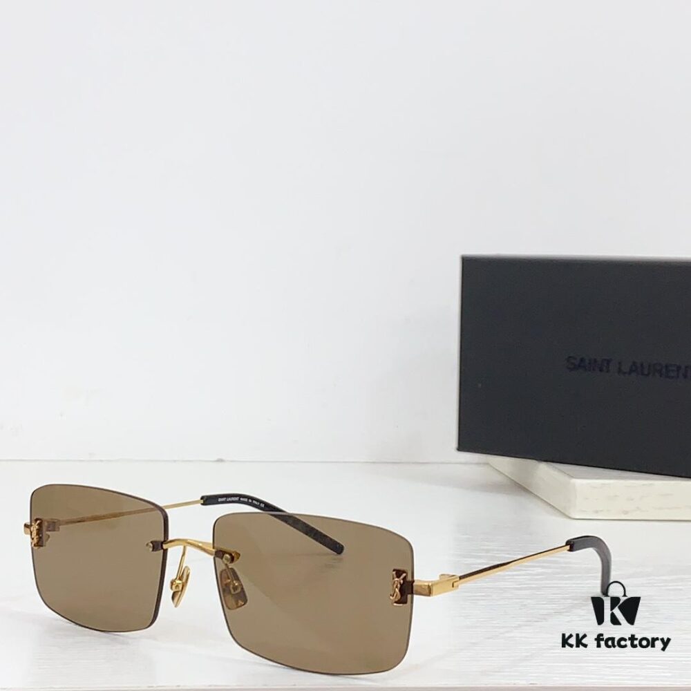 SAINT LAURENT · 24 New Arrival SL337M Signature YSL Mirror Detail in European and American Series Slender Temples Frameless Ultra-Light High Electroplating Sunglasses