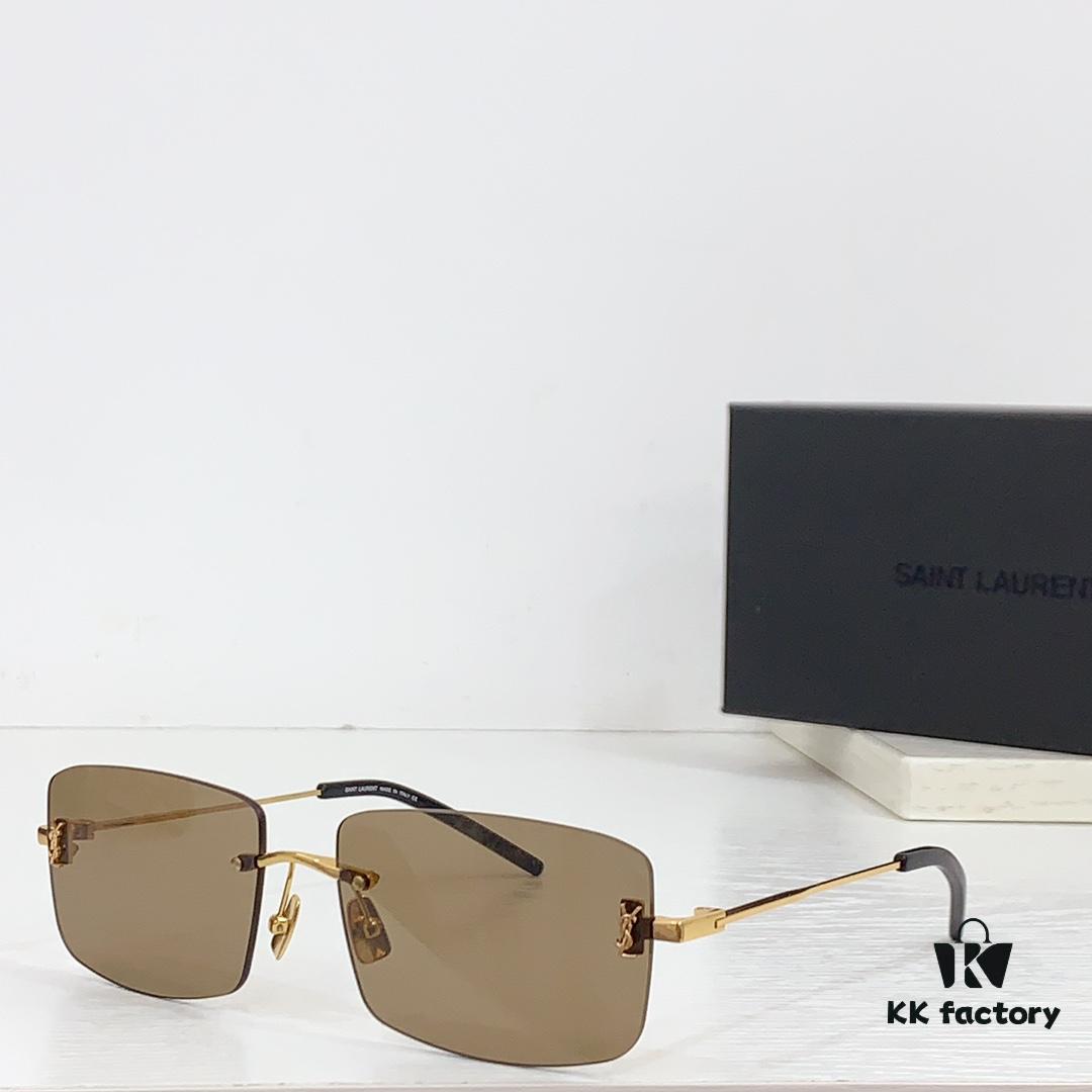 SAINT LAURENT · 24 New Arrival SL337M Signature YSL Mirror Detail in European and American Series Slender Temples Frameless Ultra-Light High Electroplating Sunglasses