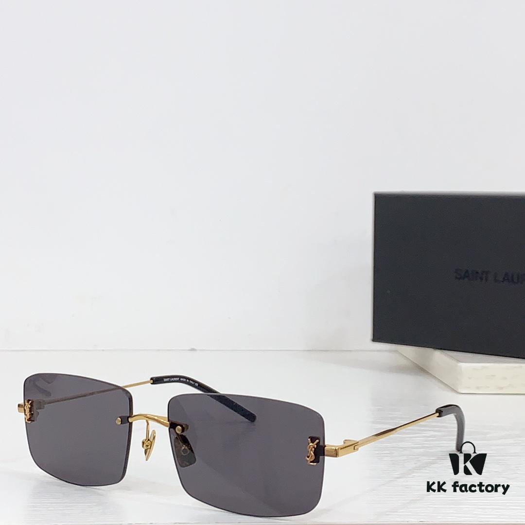 SAINT LAURENT · 24 New Arrival SL337M Signature YSL Mirror Detail in European and American Series Slender Temples Frameless Ultra-Light High Electroplating Sunglasses
